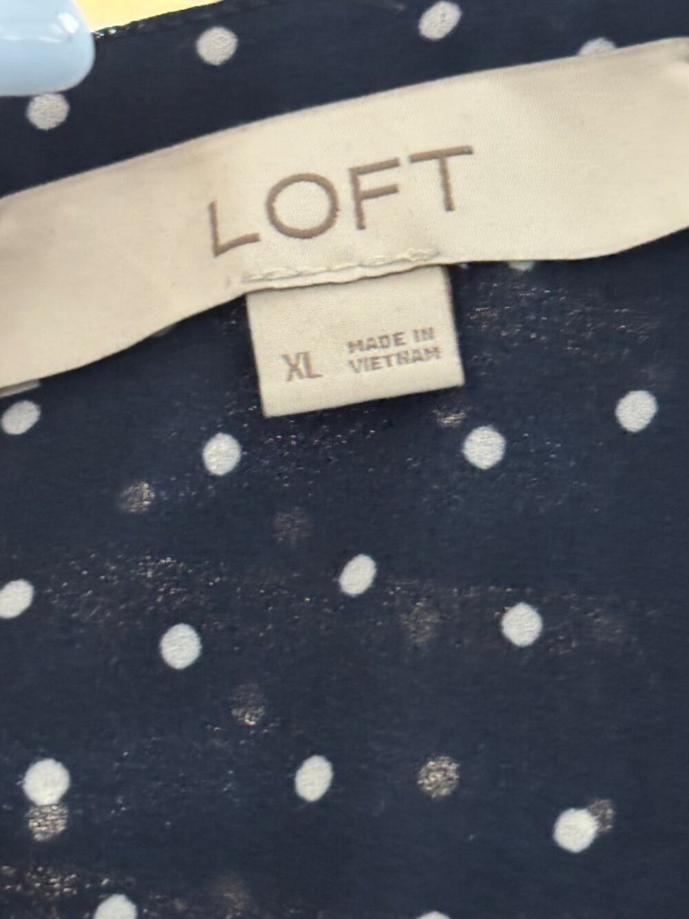 Loft Navy White Polka Dot Blouse XL - Picture 4 of 4